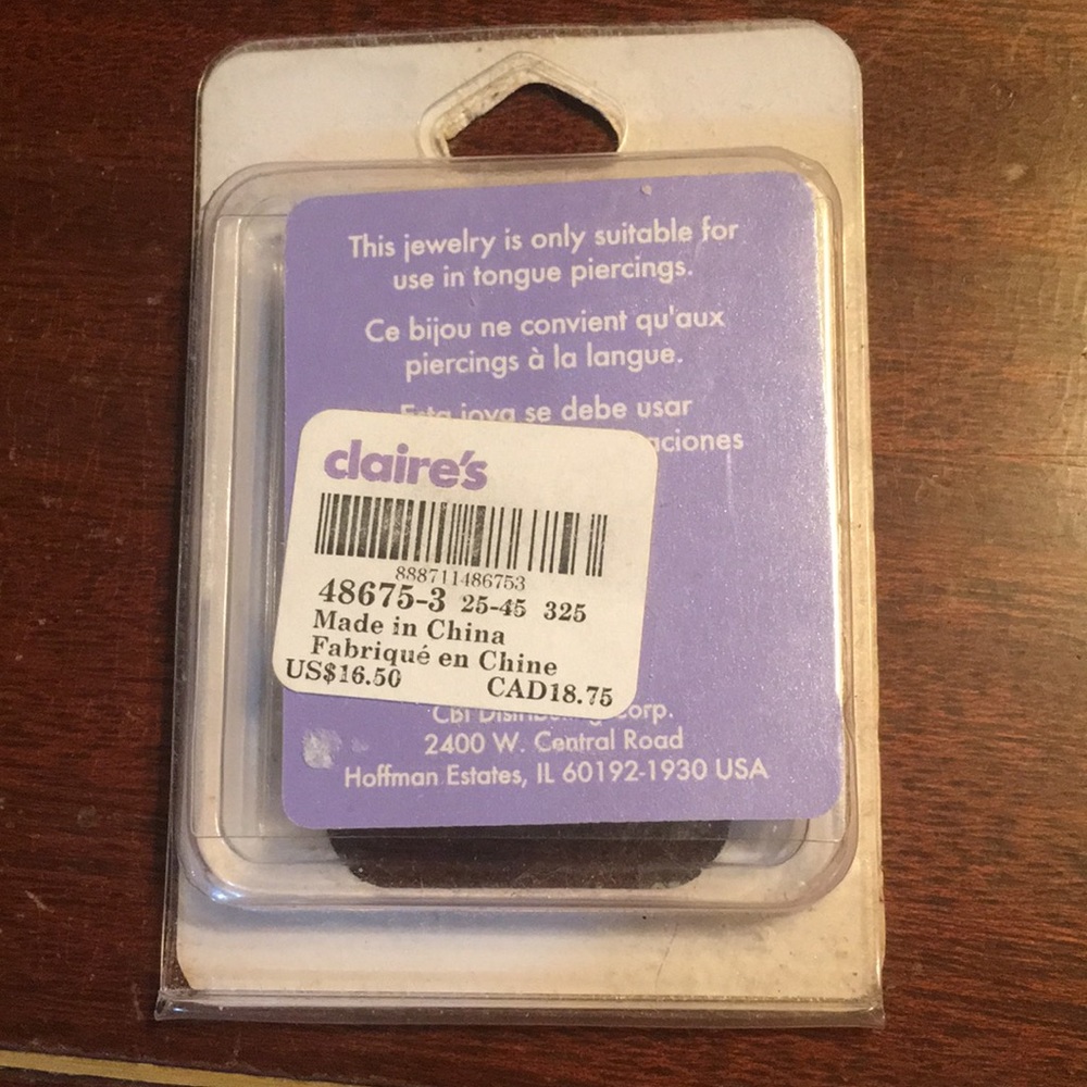 Free With Purchase - New Pack of 5 Claire’s Tongue Piercing Barbells - Picture 2 of 2